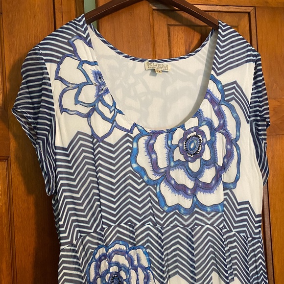 RARE Anthropologie Utpala Maxi Dress in Blue/White size 12 - Picture 12 of 15